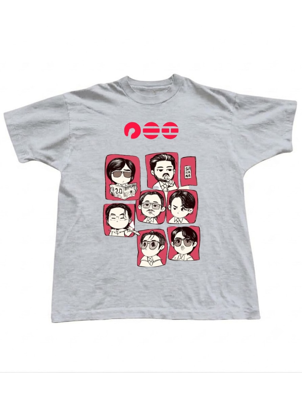Gildan Gray Graphic T-Shirt with Red Accent
